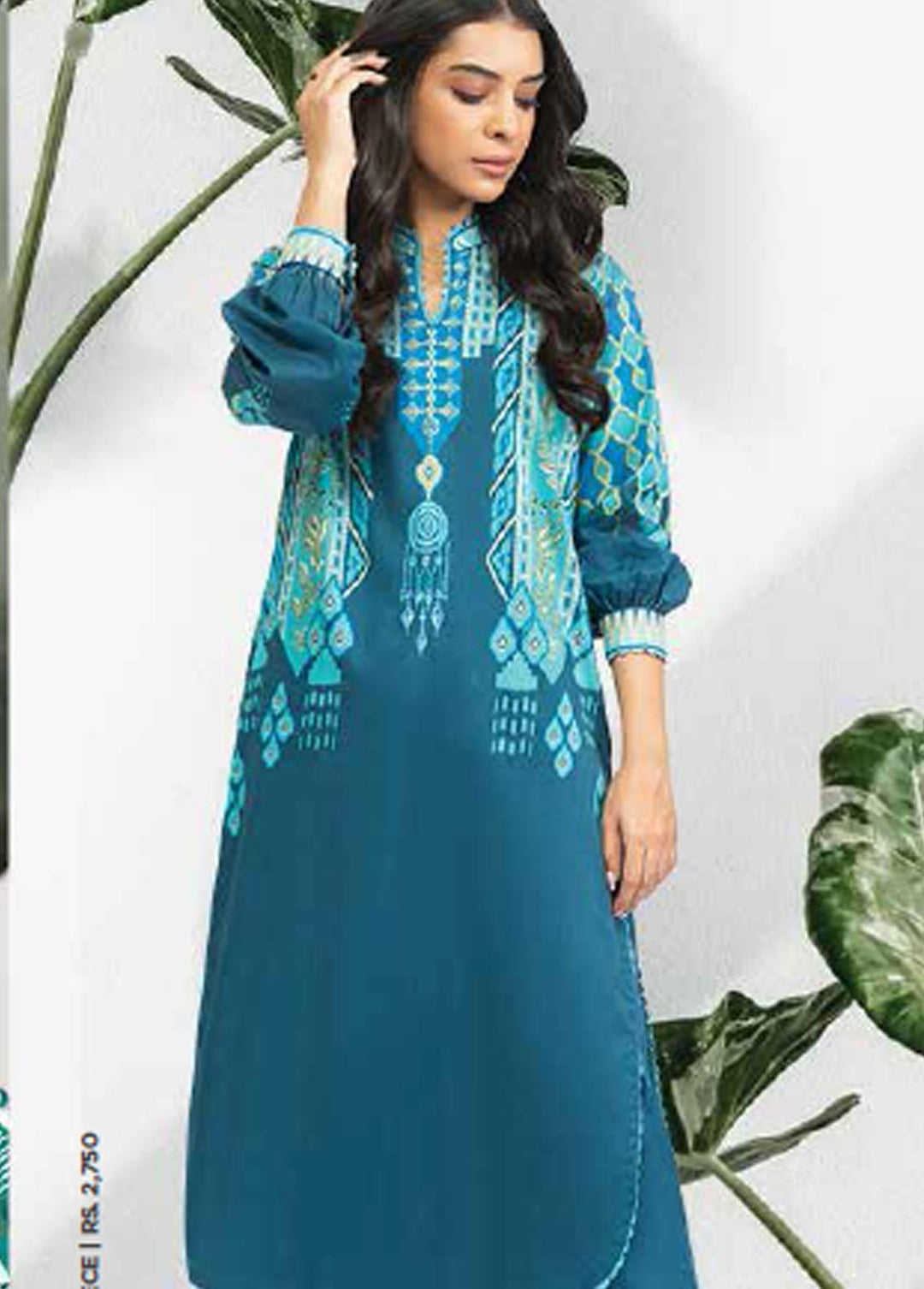 Al Karam Lawn Suits Unstitched 2 Piece AK22-SS3 SS-48-22-3 Navy Blue - Spring / Summer Collection
