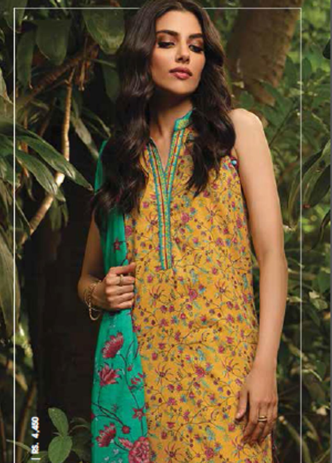 Al Karam Lawn Suits Unstitched 3 Piece AK22-SS3 SS-9.1-22-3 Mustard - Spring / Summer Collection