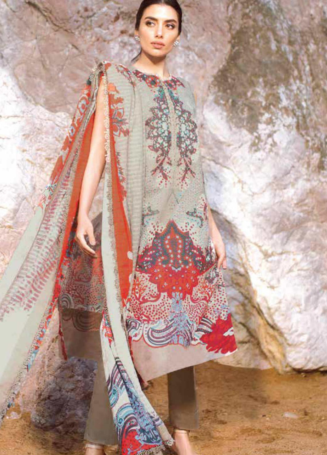 Al Karam Printed Lawn Suits Unstitched 3 Piece AK21S-2 SS-05-21-2-Beige - Summer Collection