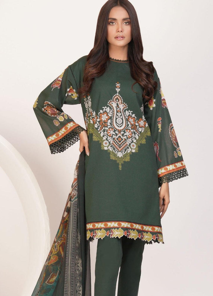 Al Karam Printed Lawn Suits Unstitched 3 Piece SS-03-21-2 Green - Spring/Summer Collection