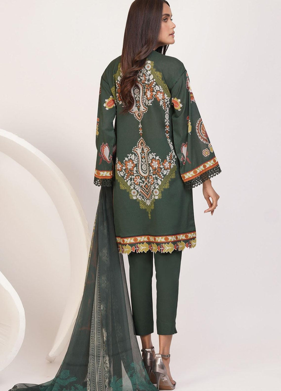Al Karam Printed Lawn Suits Unstitched 3 Piece SS-03-21-2 Green - Spring/Summer Collection