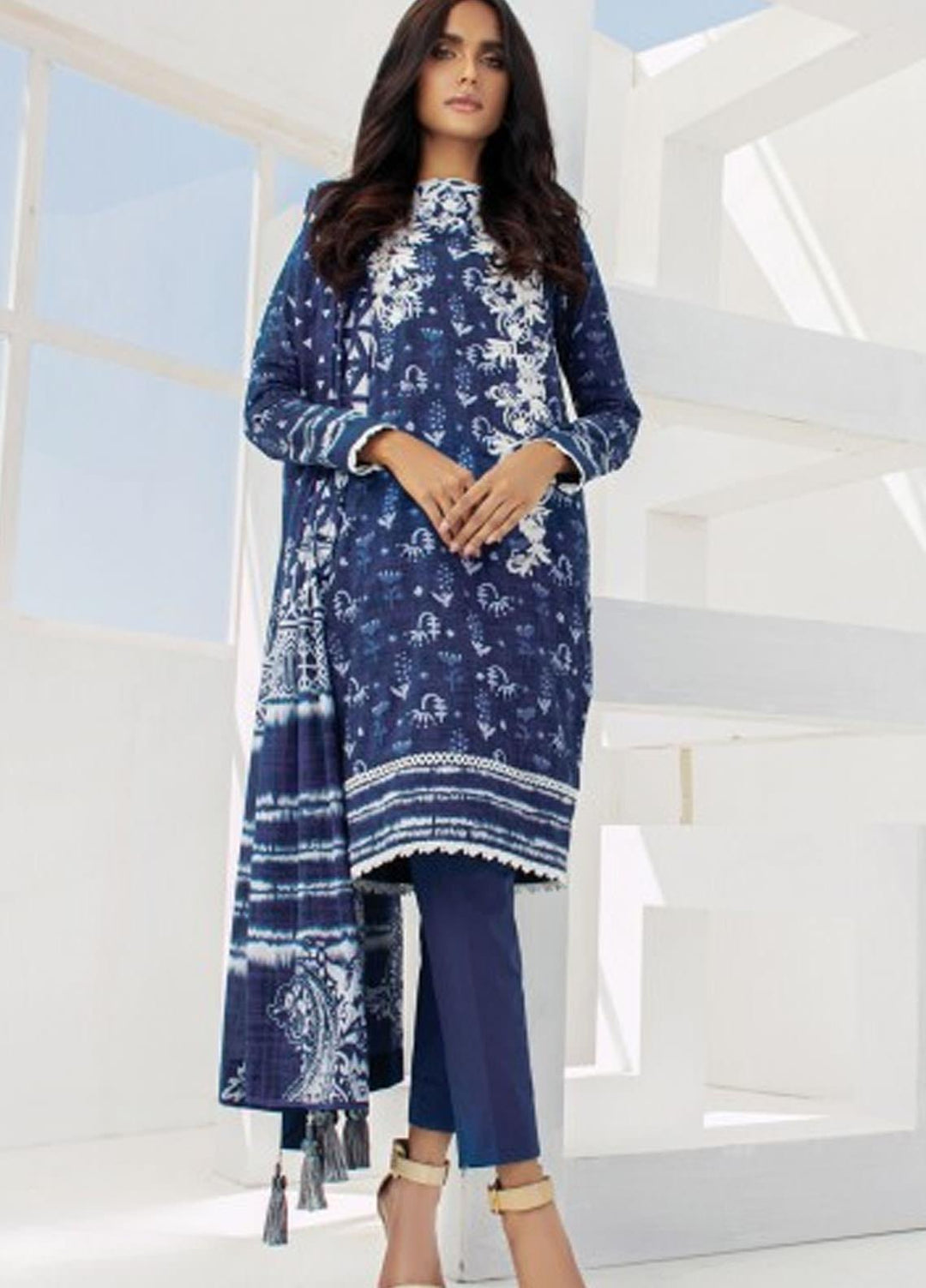 Al Karam Embroidered Lawn Suits Unstitched 3 Piece SS-13.1-21-2-Blue - Spring/Summer Collection