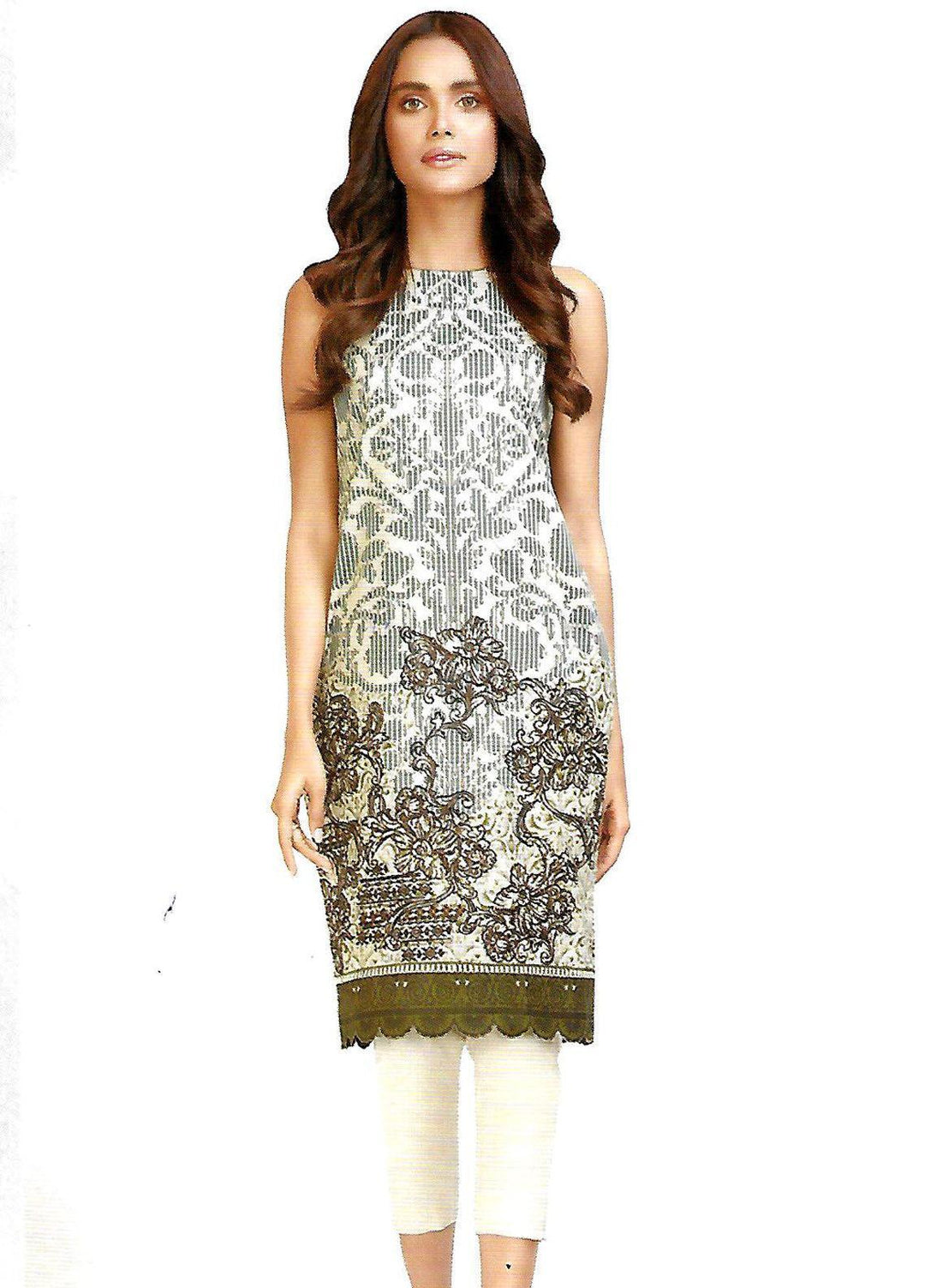 Al Karam Embroidered Lawn Suits Unstitched 2 Piece SS-23-21-2 Beige - Spring/Summer Collection