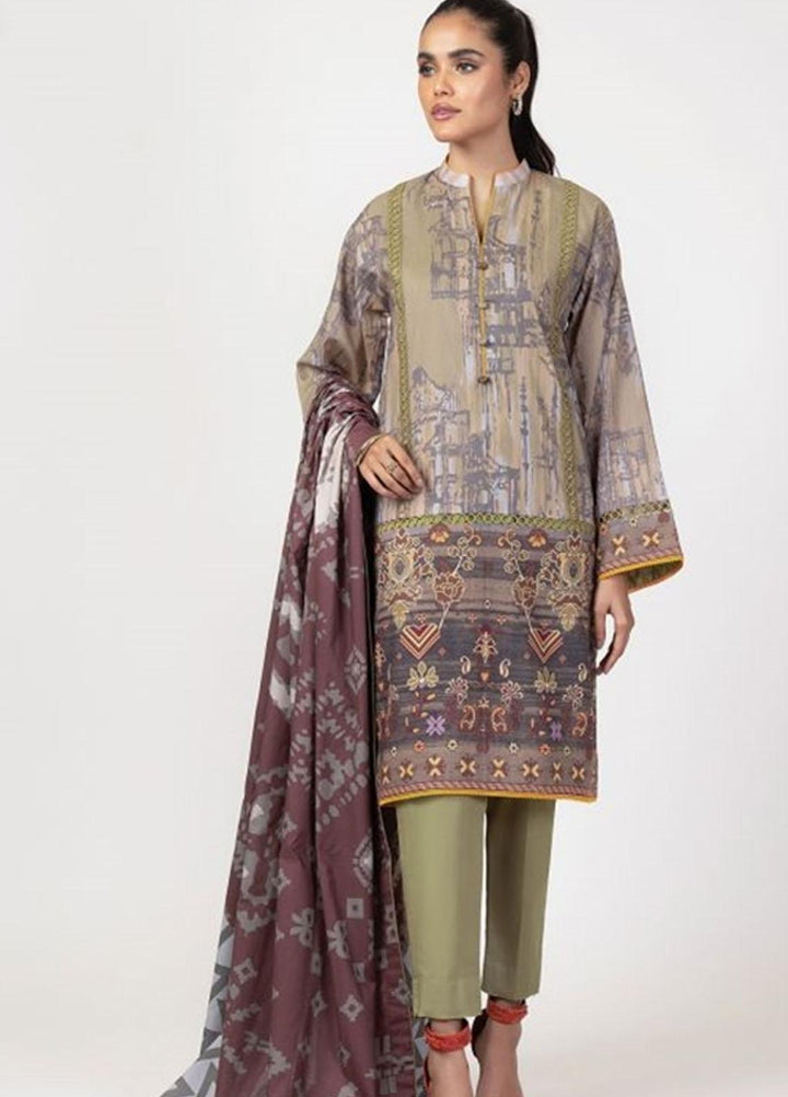 Al Karam Embroidered Lawn Suits Unstitched 2 Piece AK22S SS-38-22 Beige - Summer Collection