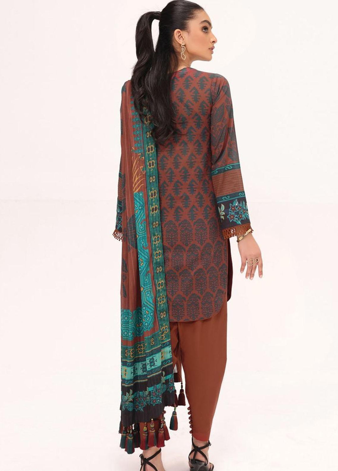 Al Karam Embroidered Lawn Suits Unstitched 3 Piece AK22S SS-01-22-Red - Summer Collection