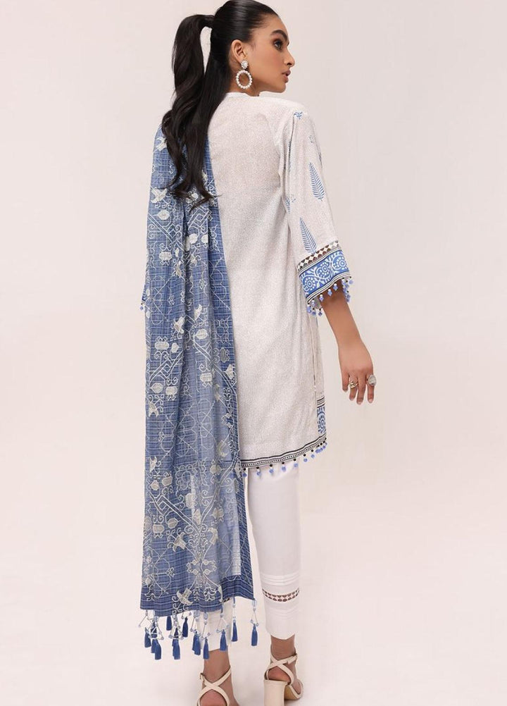 Al Karam Embroidered Lawn Suits Unstitched 3 Piece AK22S SS-08-22-White - Summer Collection