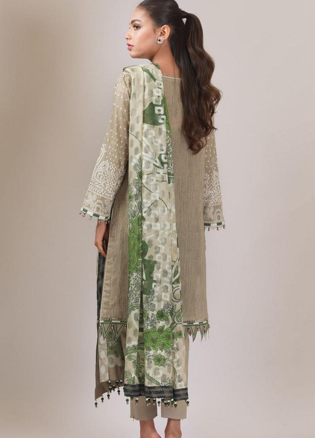 Al Karam Embroidered Lawn Suits Unstitched 3 Piece AK22S SS-09-22-Beige - Summer Collection
