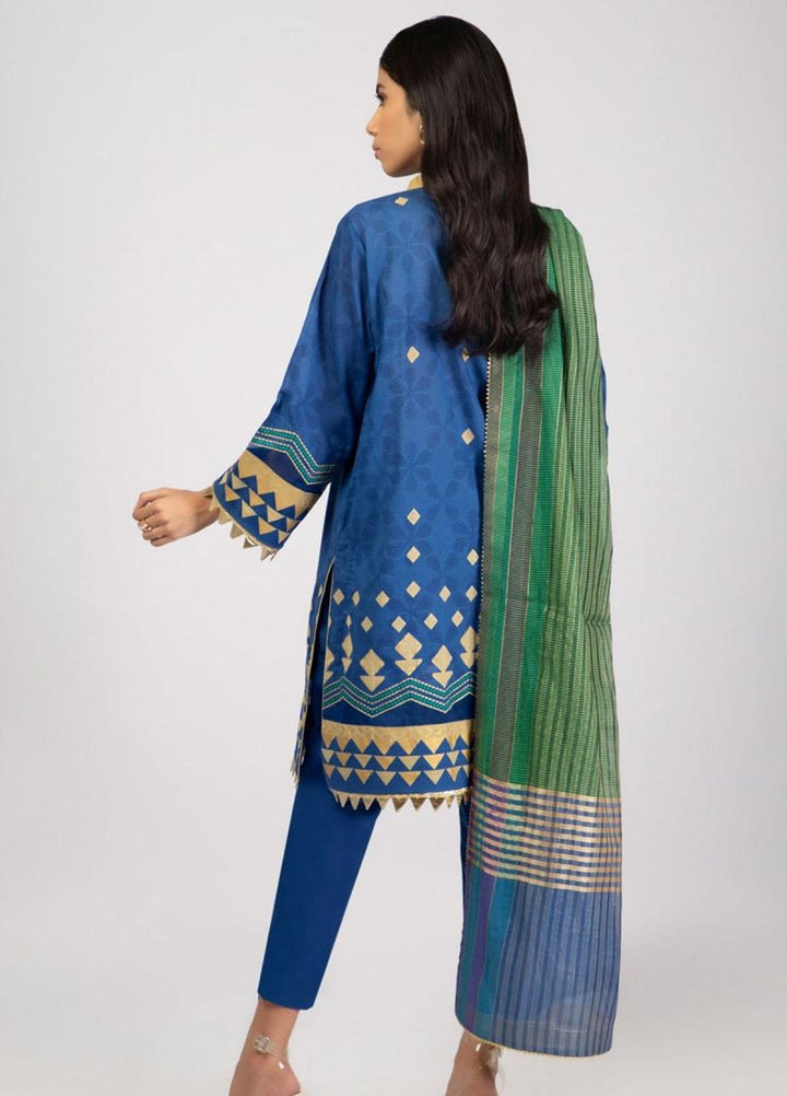 Al Karam Embroidered Lawn Suits Unstitched 3 Piece AK22S SS-22.1-22 Blue - Summer Collection
