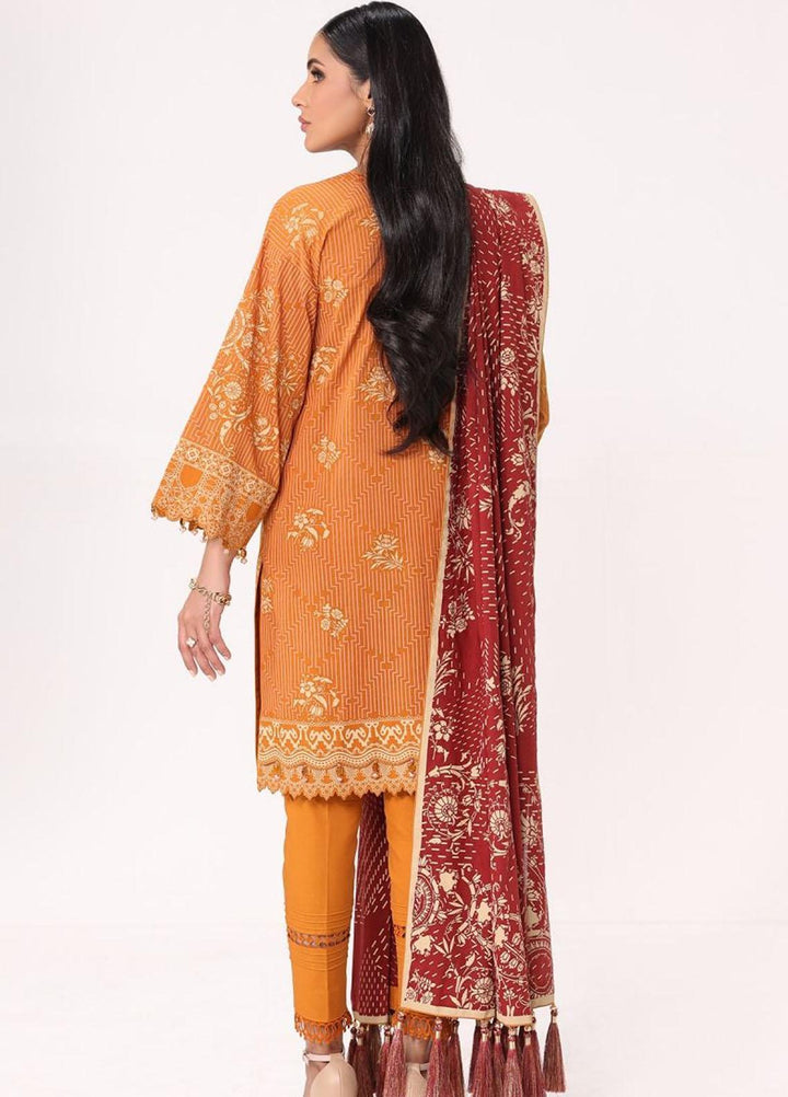 Al Karam Embroidered Lawn Suits Unstitched 3 Piece AK22S SS-31.1-22 Orange - Summer Collection