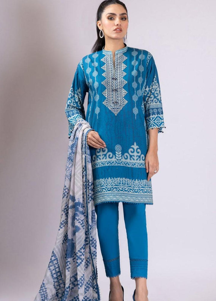 Al Karam Embroidered Lawn Suits Unstitched 3 Piece AK22S SS-32-22 Blue - Summer Collection
