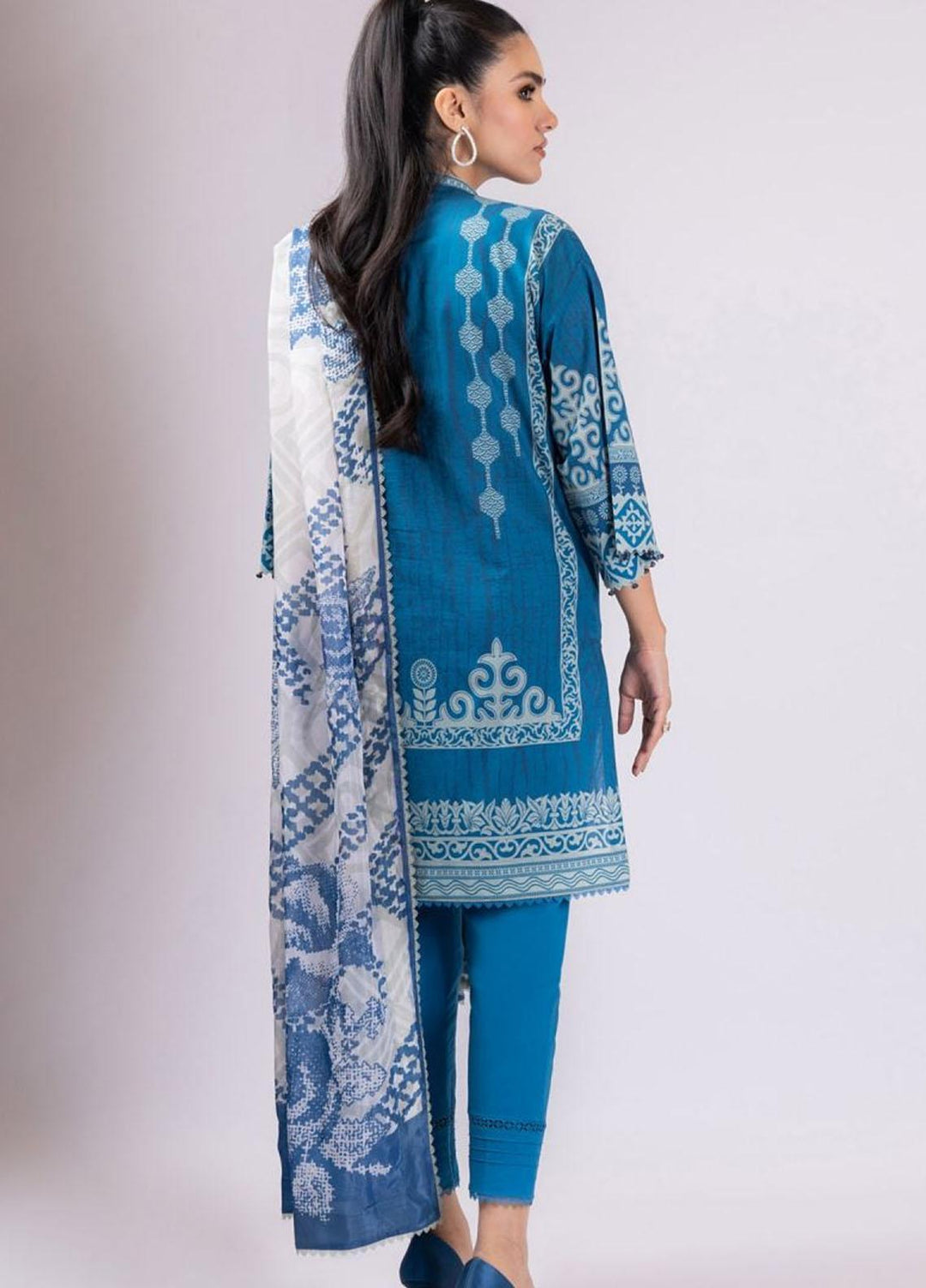 Al Karam Embroidered Lawn Suits Unstitched 3 Piece AK22S SS-32-22 Blue - Summer Collection