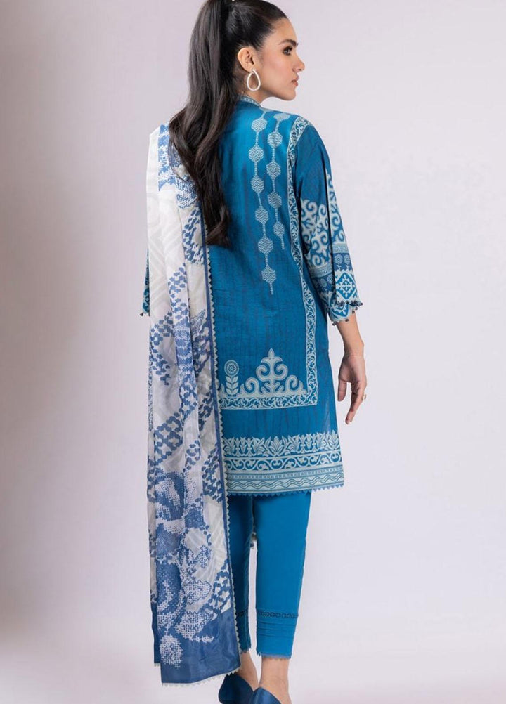 Al Karam Embroidered Lawn Suits Unstitched 3 Piece AK22S SS-32-22 Blue - Summer Collection