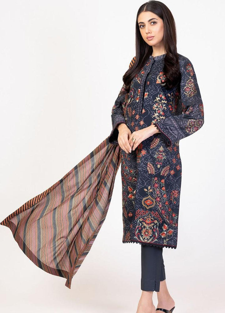 Al Karam Embroidered Lawn Suits Unstitched 3 Piece AK22S SS-32.1-22 Black - Summer Collection