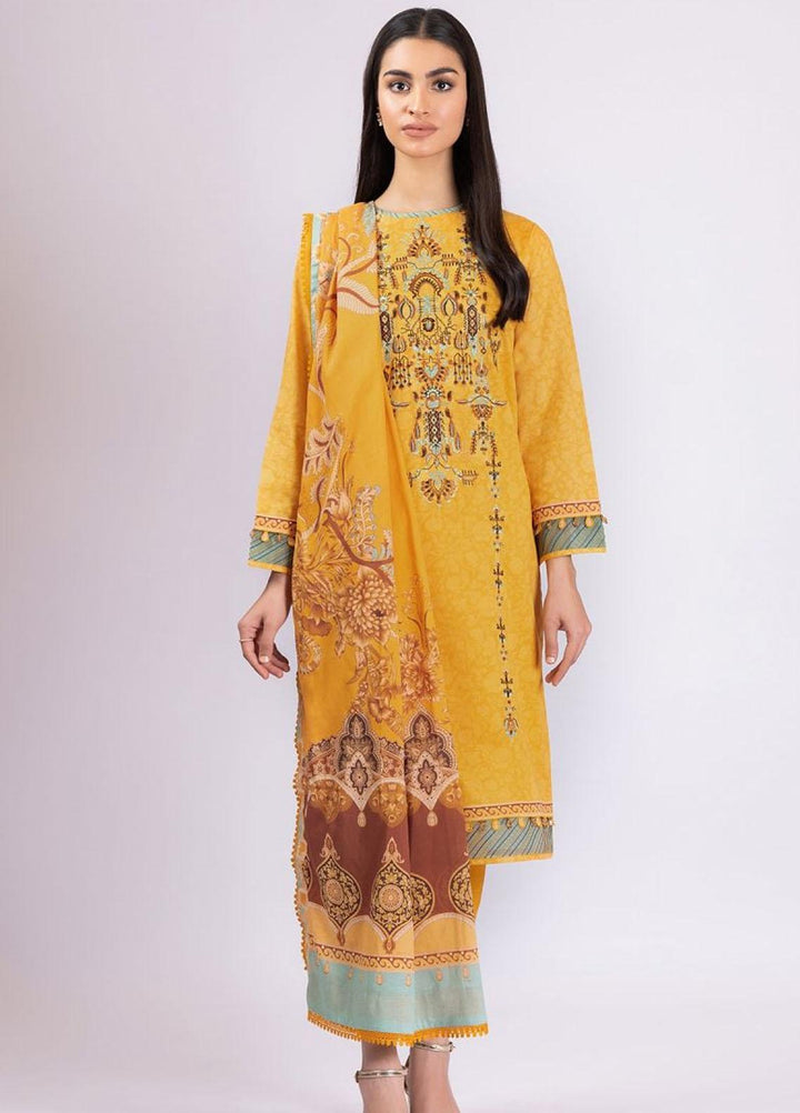 Al Karam Embroidered Lawn Suits Unstitched 3 Piece AK22S SS-33.1-22 Yellow - Summer Collection
