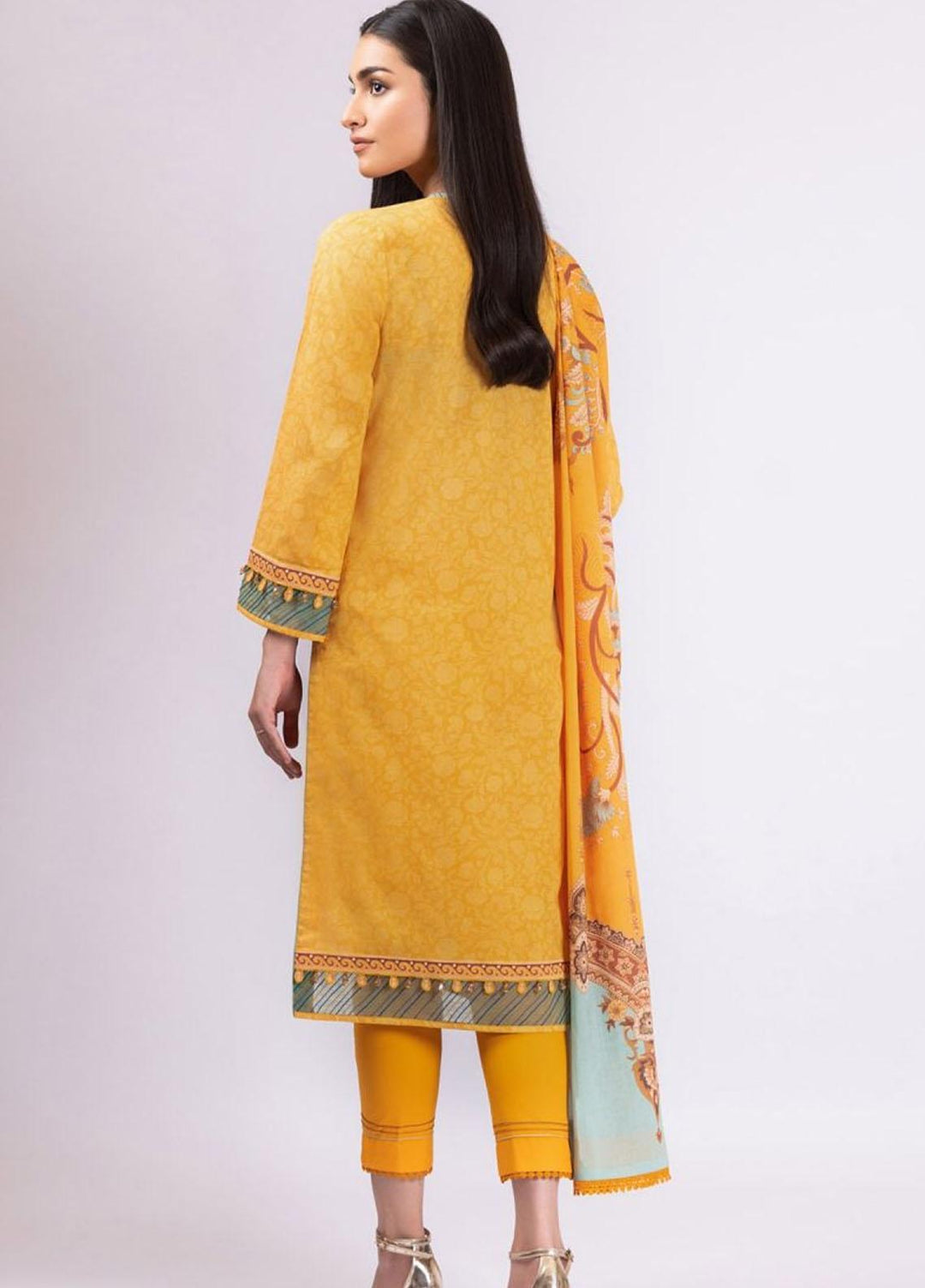 Al Karam Embroidered Lawn Suits Unstitched 3 Piece AK22S SS-33.1-22 Yellow - Summer Collection