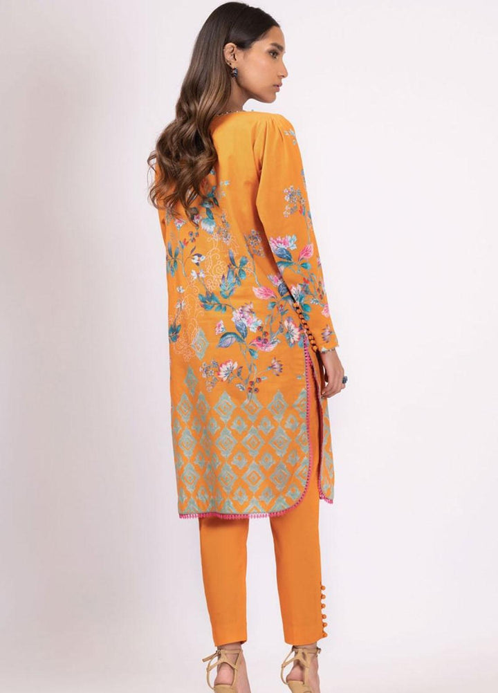 Al Karam Printed Lawn Suits Unstitched 2 Piece AK22S SS-41.1-22 Orange - Summer Collection