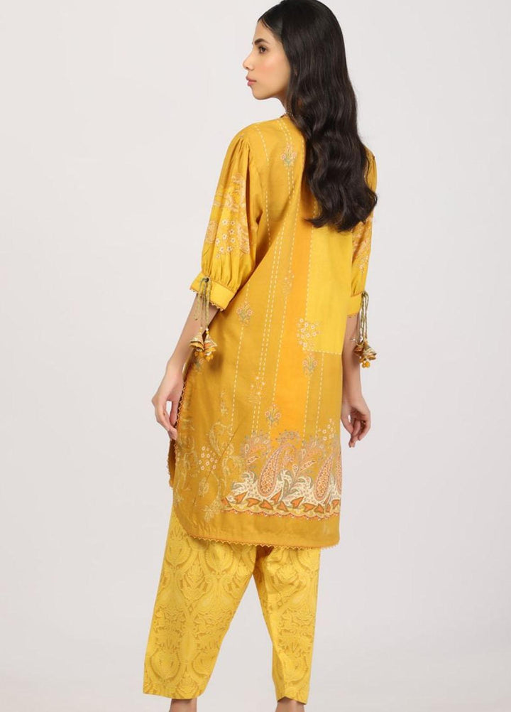 Al Karam Printed Lawn Suits Unstitched 2 Piece AK22S SS-42.1-22 Mustard - Summer Collection