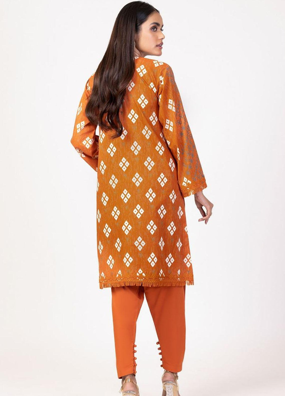 Al Karam Printed Lawn Suits Unstitched 2 Piece AK22S SS-45.1-22 Rust - Summer Collection