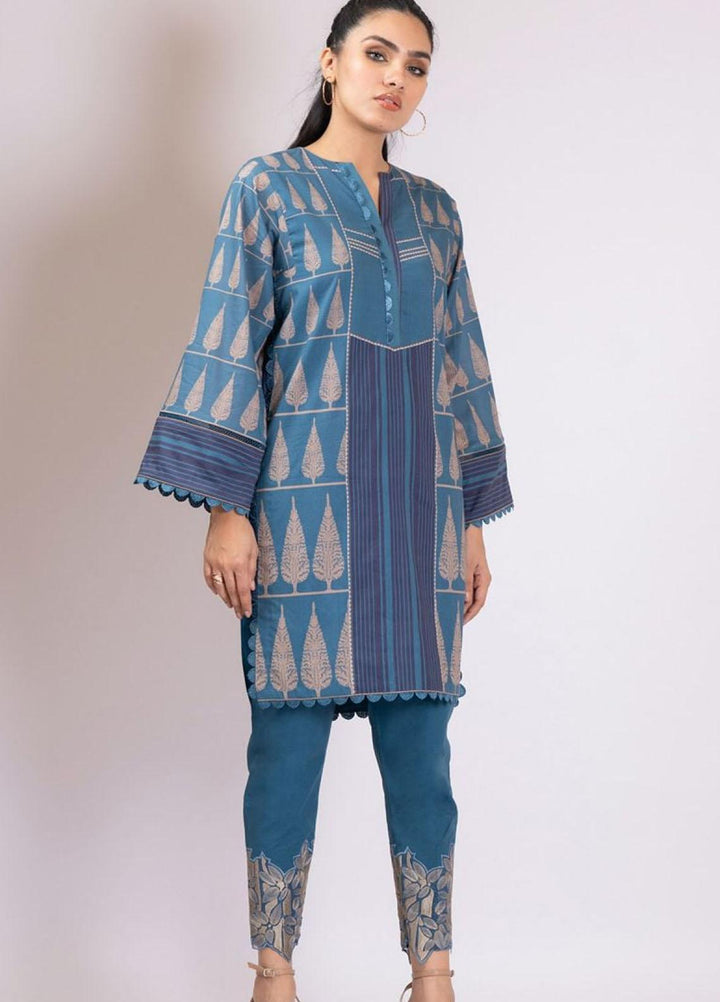 Al Karam Embroidered Lawn Suits Unstitched 2 Piece AK22S SS-47-22 Light Blue - Summer Collection