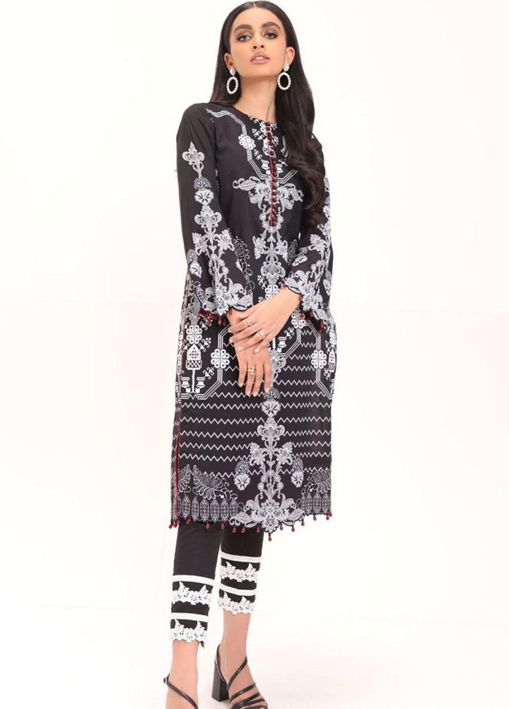 Al Karam Printed Lawn Suits Unstitched 2 Piece AK22S SS-47.1-22 Black - Summer Collection