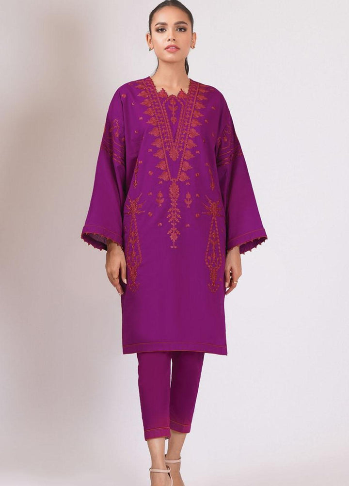 Al Karam Embroidered Dobby Suits Unstitched 2 Piece AK22S SS-48-22 Purple - Summer Collection