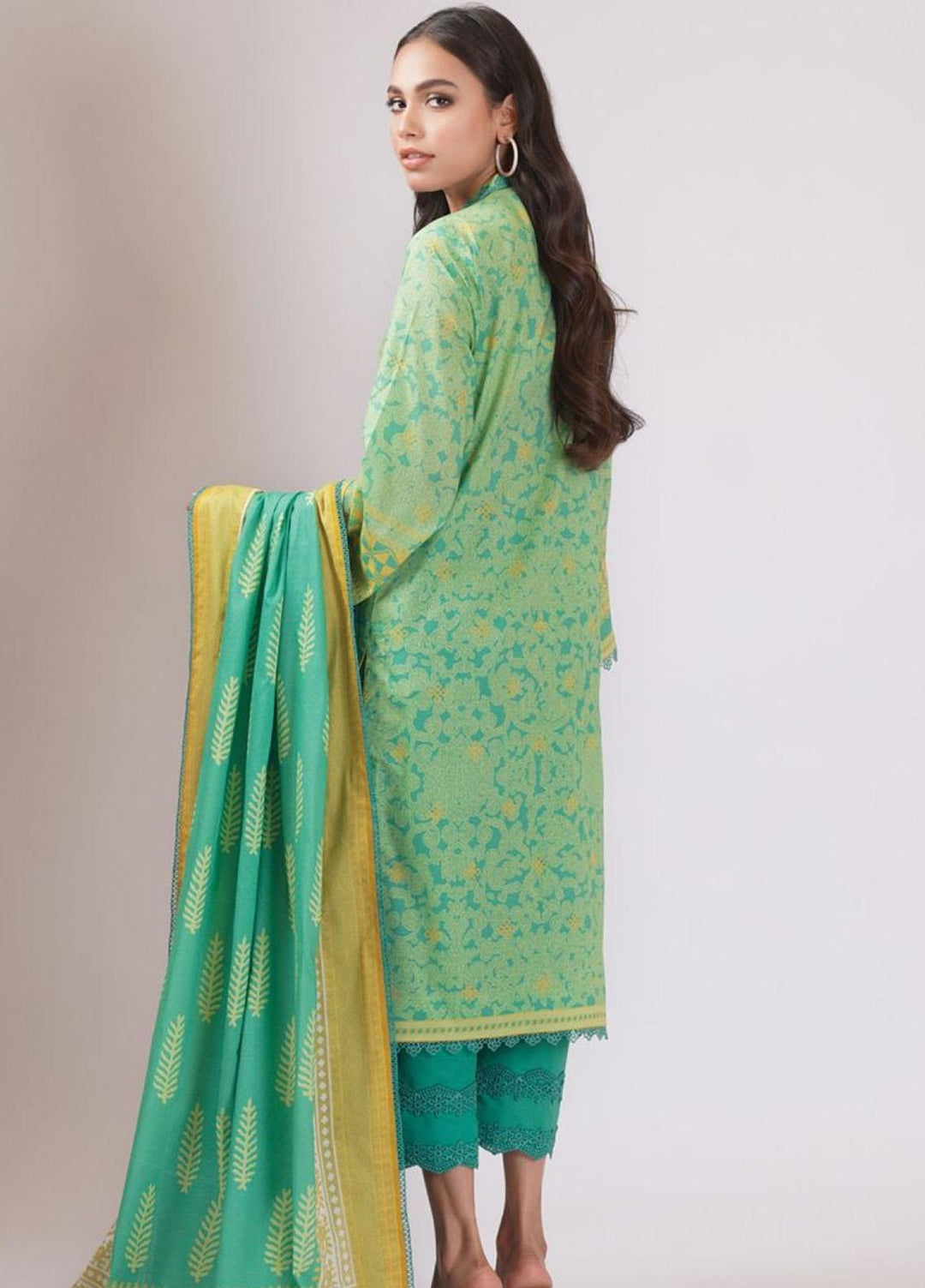 Al Karam Embroidered Lawn Suits Unstitched 2 Piece AK22S SS-53.1-22 Green - Summer Collection