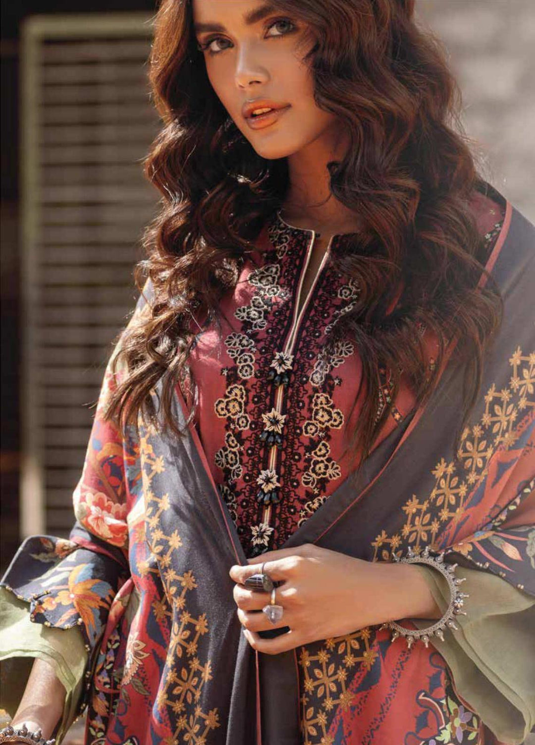 Al Karam Embroidered Viscose Suits Unstitched 3 Piece AK21W FW-07-21 Maroon - Winter Collection