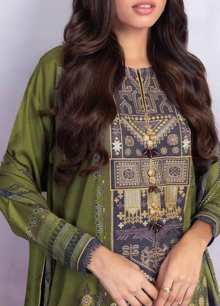 Al Karam Embroidered Twill Viscose Suits Unstitched 3 Piece AK21W FW-10-21 Green - Winter Collection