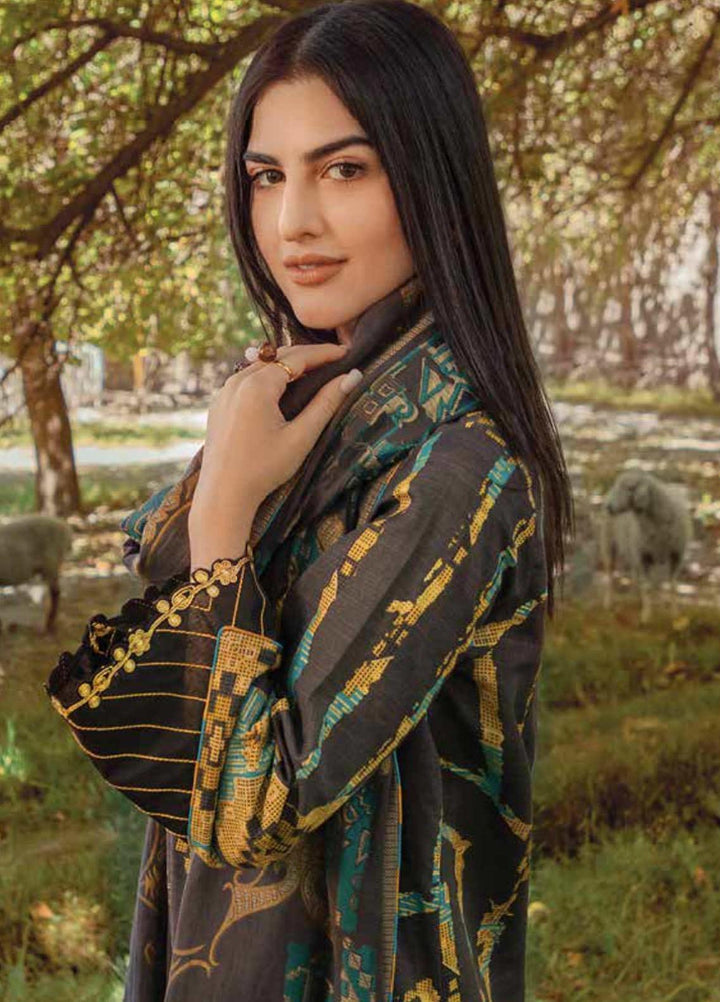 Al Karam Embroidered Khaddar Suits Unstitched 3 Piece AK21W FW-11-21 Grey - Winter Collection