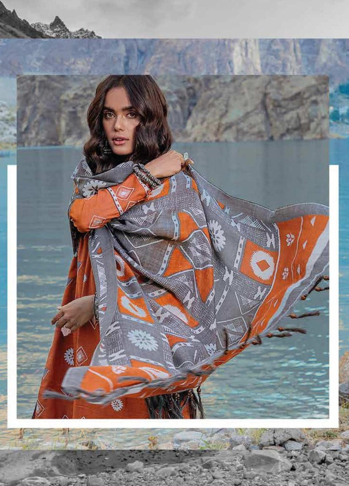 Al Karam Printed Khaddar Suits Unstitched 3 Piece AK21W FW-16.1-21 Rust - Winter Collection