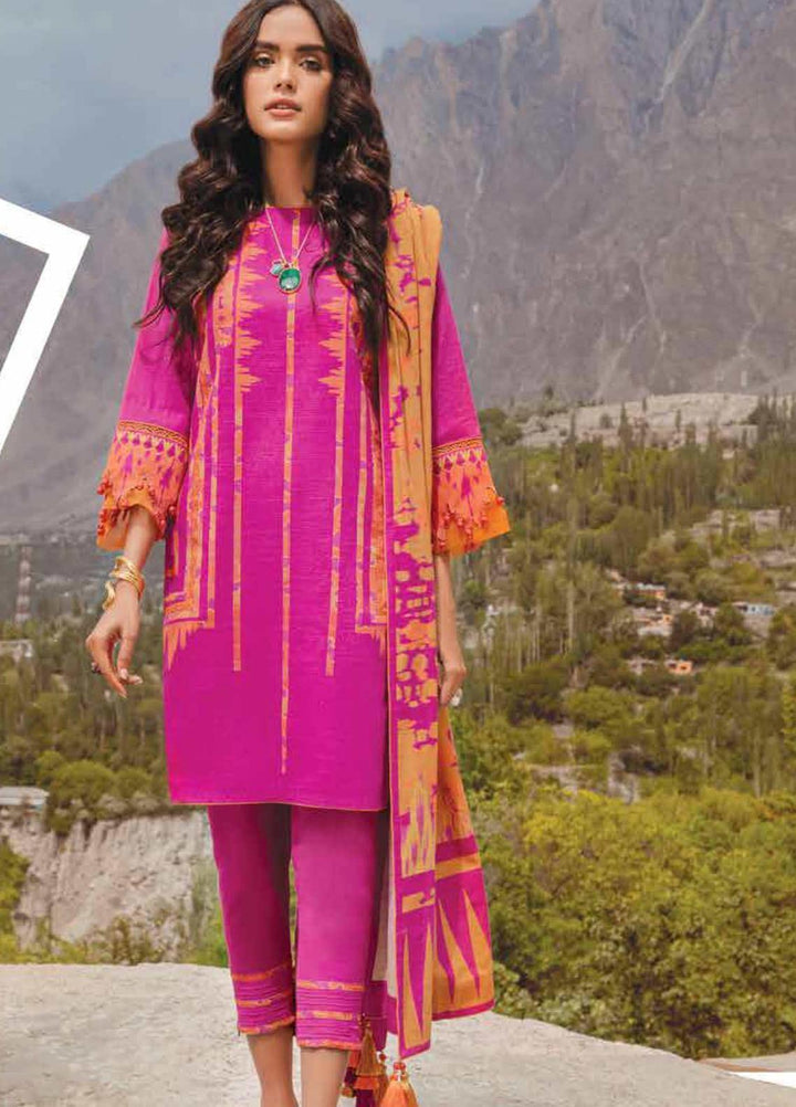 Al Karam Printed Khaddar Suits Unstitched 3 Piece AK21W FW-2.1-21 Pink - Winter Collection