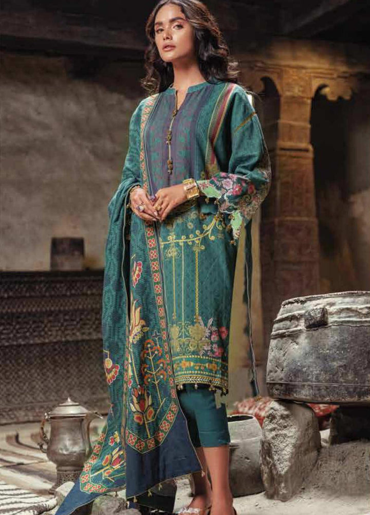 Al Karam Embroidered Khaddar Suits Unstitched 3 Piece AK21W FW-24.1-21 Green - Winter Collection