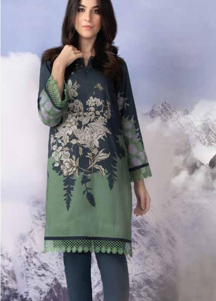 Al Karam Printed Cotail Viscose Suits Unstitched 2 Piece AK21W FW-28-21 Grey - Winter Collection