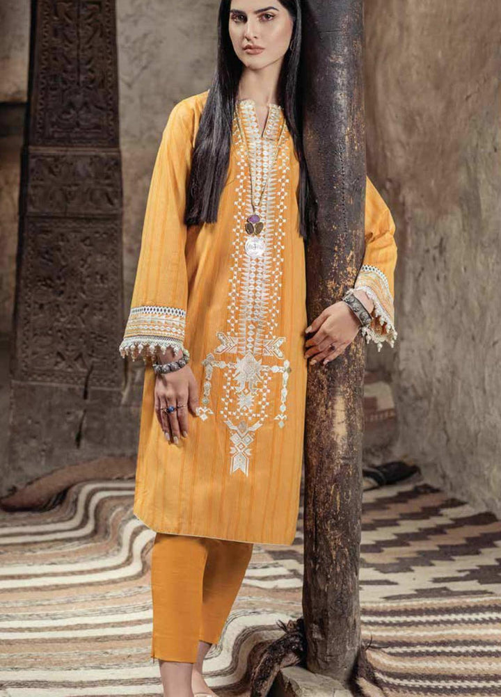 Al Karam Embroidered Yarn Dyed Suits Unstitched 2 Piece AK21W FW-30-21 Yellow - Winter Collection