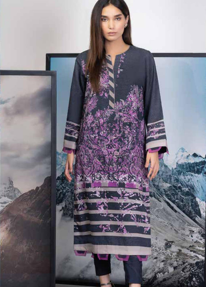 Al Karam Printed Karandi Suits Unstitched 2 Piece AK21W FW-37-21 Purple - Winter Collection