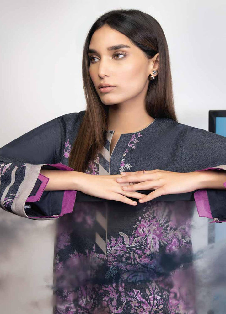 Al Karam Printed Karandi Suits Unstitched 2 Piece AK21W FW-37-21 Purple - Winter Collection