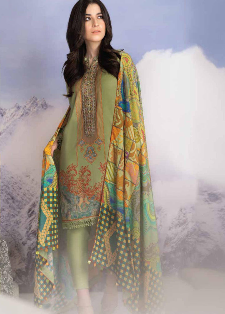 Al Karam Embroidered Viscose Suits Unstitched 2 Piece AK21W FW-38-21 Green - Winter Collection