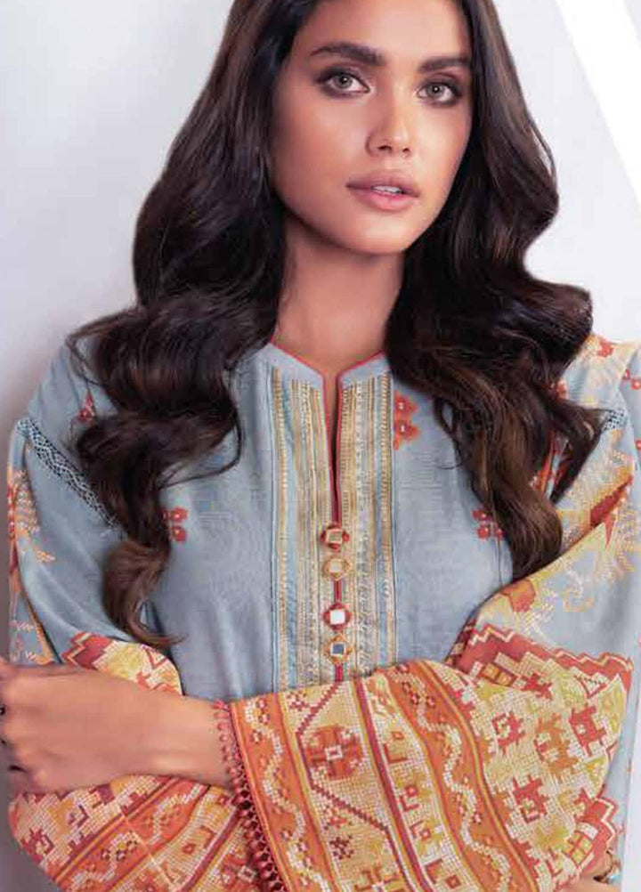 Al Karam Embroidered Khaddar Suits Unstitched 2 Piece AK21W FW-39.1-21 Blue - Winter Collection