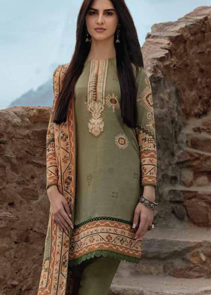 Al Karam Embroidered Khaddar Suits Unstitched 2 Piece AK21W FW-39.1-21 Green - Winter Collection