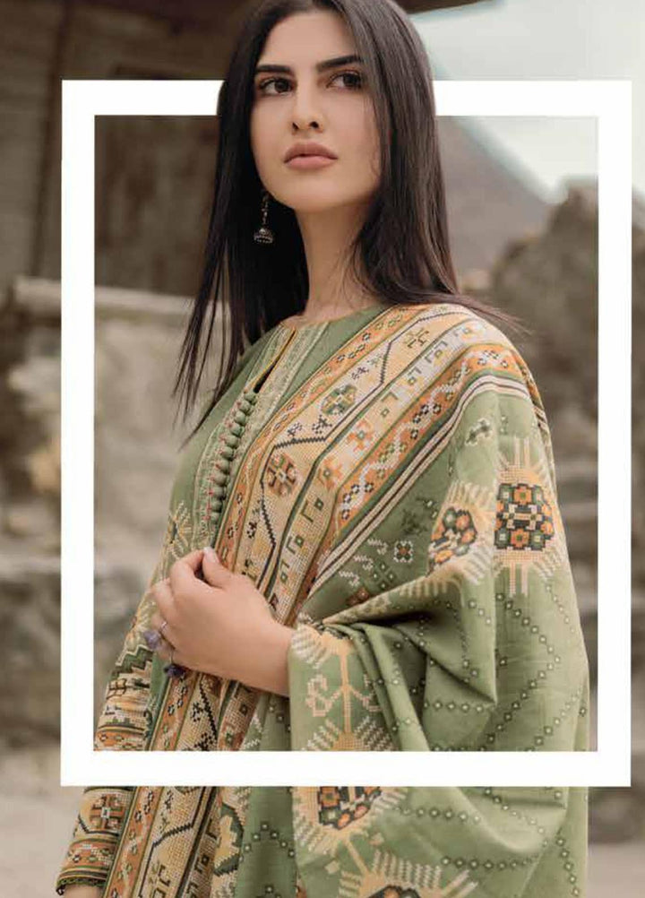 Al Karam Embroidered Khaddar Suits Unstitched 2 Piece AK21W FW-39.1-21 Green - Winter Collection
