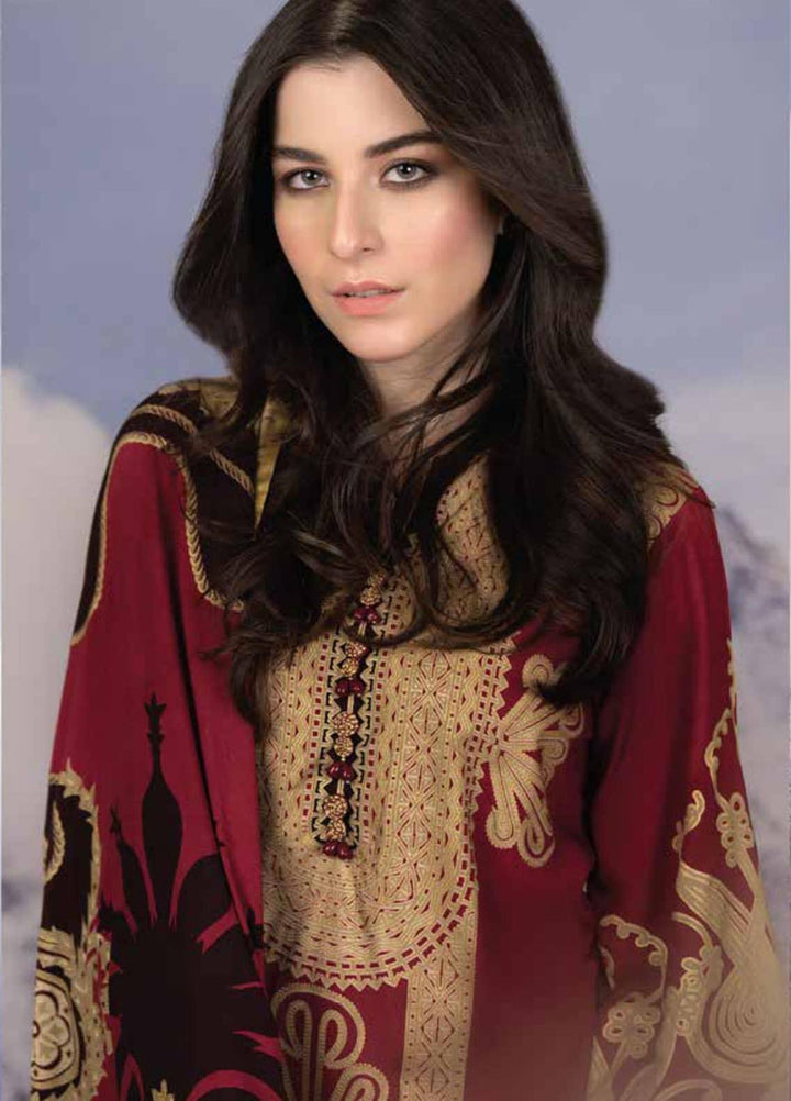 Al Karam Printed Viscose Suits Unstitched 2 Piece AK21W FW-41-21 Red - Winter Collection