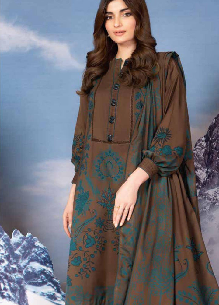 Al Karam Printed Viscose Suits Unstitched 2 Piece AK21W FW-42-21 Golden Beige - Winter Collection