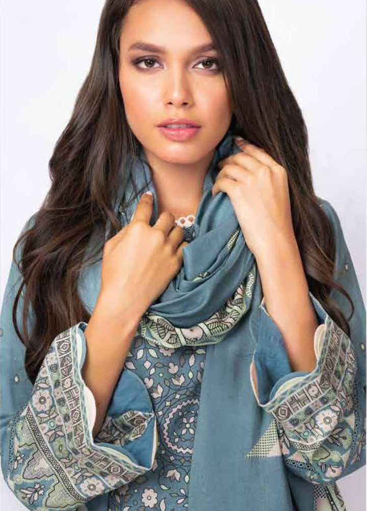 Al Karam Printed Viscose Suits Unstitched 2 Piece AK21W FW-42.1-21 Blue - Winter Collection