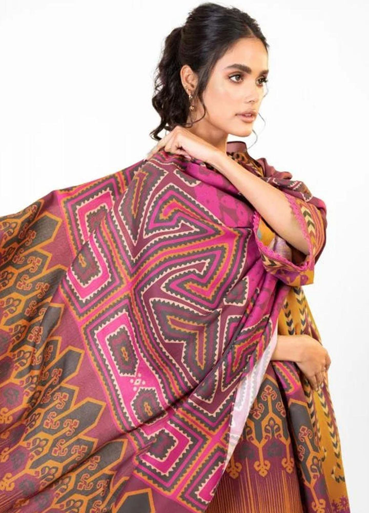 Al Karam Printed Viscose Suits Unstitched 3 Piece AK22FW FW-11-22-Mustard Yellow - Winter Collection