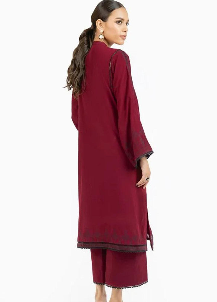 Al Karam Printed Jacquard Suits Unstitched 2 Piece AK22FW FW-53-22-Red - Winter Collection