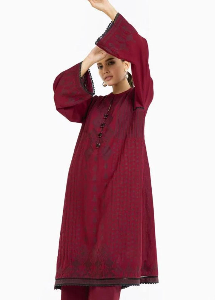 Al Karam Printed Jacquard Suits Unstitched 2 Piece AK22FW FW-53-22-Red - Winter Collection