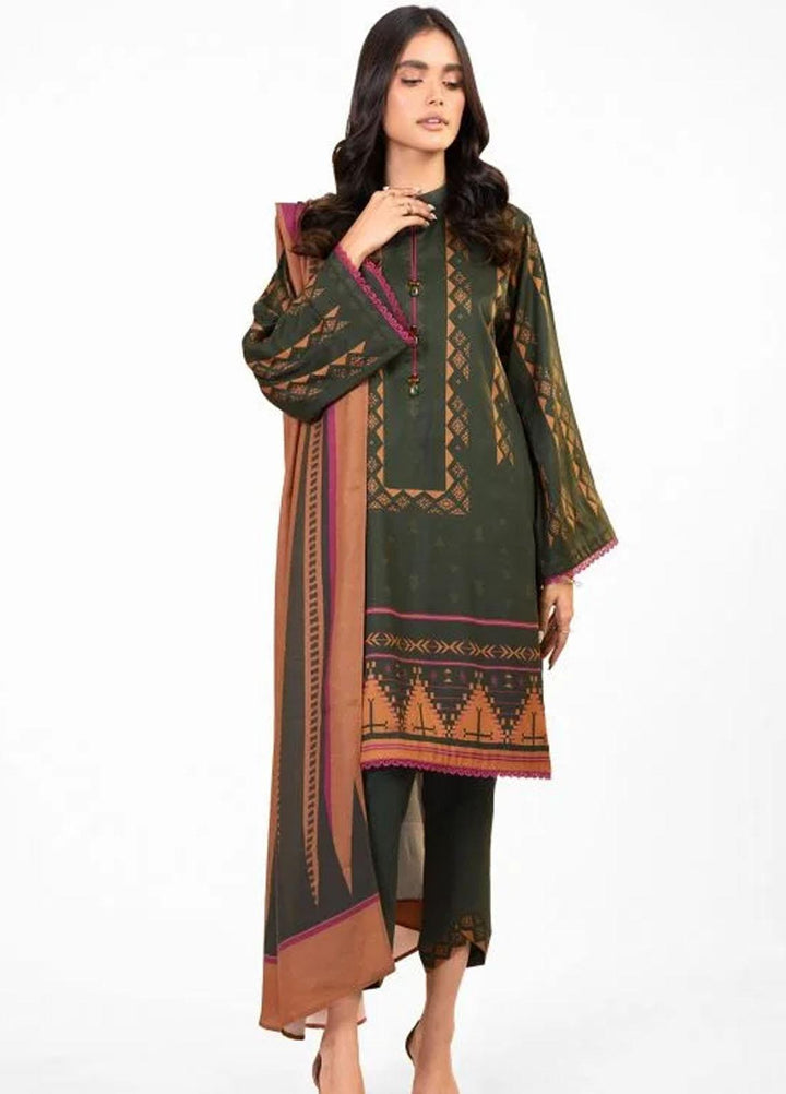Al Karam Printed Viscose Suits Unstitched 3 Piece AK22FW FW-5.1-22-Green - Winter Collection