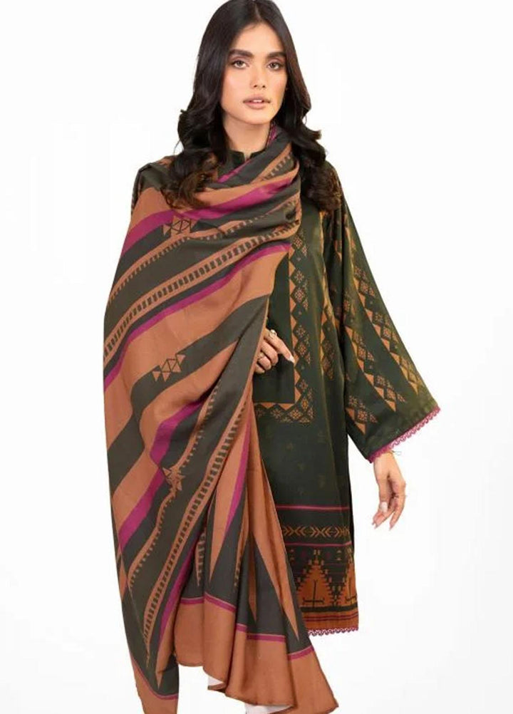 Al Karam Printed Viscose Suits Unstitched 3 Piece AK22FW FW-5.1-22-Green - Winter Collection
