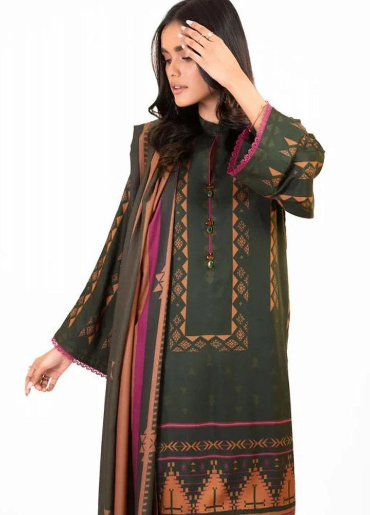 Al Karam Printed Viscose Suits Unstitched 3 Piece AK22FW FW-5.1-22-Green - Winter Collection
