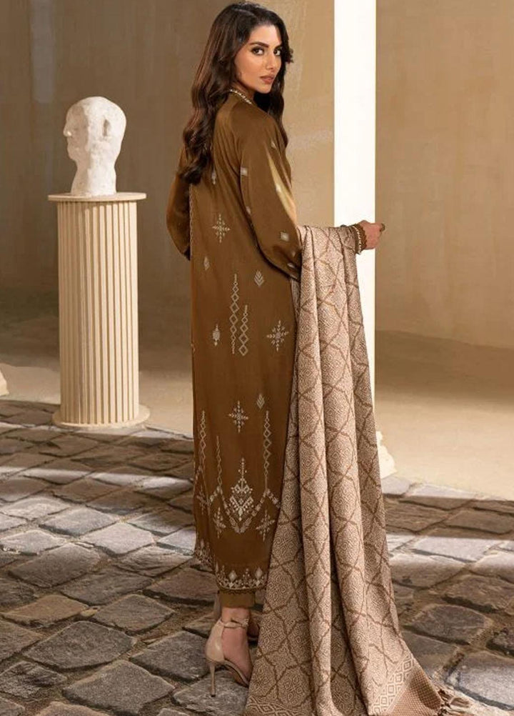 Al Karam Printed Viscose Suits Unstitched 3 Piece AK22FW FW-3.1-22-Ochre - Winter Collection